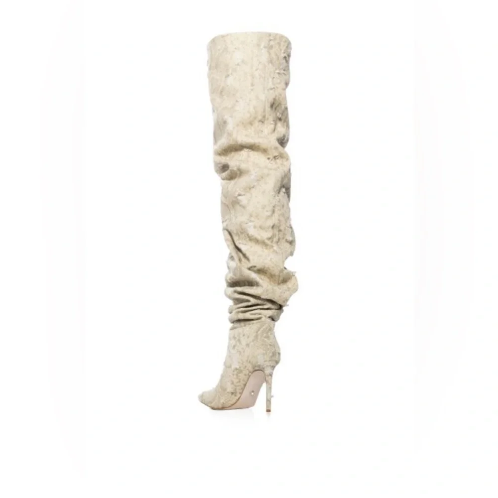 •Ambivert• Distressed Thigh High Boot by Azalea Wang